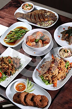 Set of Thai food menu