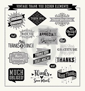 Set of thank you card design elements