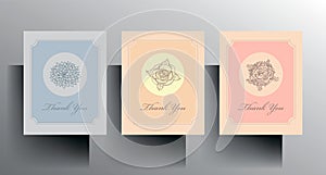 Set of thank you cards. Vintage designs