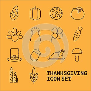 Set of Thanksgivin icons