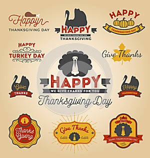 Set of Thanksgiving Day Labels.