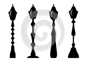 Set of thel amp post. Silhouette. Isolate on white. Vector illustration.