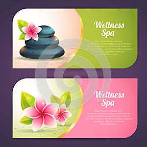 Set of thematical spa cards with wellness items