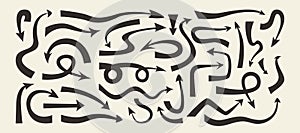 Set of thick black curving arrows