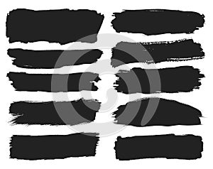 Set of thick brushstrokes. Irregular drawing strokes. Vector brush stroke background photo