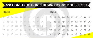 Set of Thin and Bold Vector Construction Building Icons