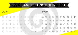 Set of Thin and Bold Vector Finance Money Icons and Payments and