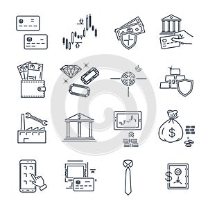 Set of thin line icons business, finance, goal