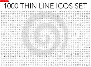 Sada skládající se z 1000 tenký linka ikony 