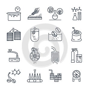 Set of thin line icons drinks and beverages