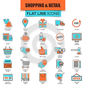 Set of thin line icons e-commerce, internet shopping