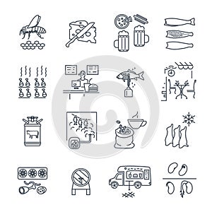 Set of thin line icons food and beverages, drinks