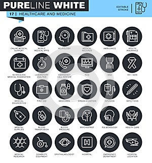 Set of thin line medical icons