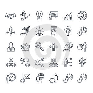 Set of thin line people icons