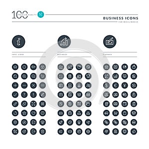 Set of thin line web icons for business