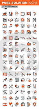 Set of thin line web icons of clinic and hospital facilities