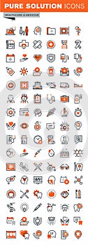 Set of thin line web icons of clinic and hospital facilities photo