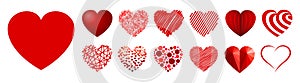 Set of thirteen hearts - vector