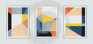 Set of three abstract creative minimalist illustrations.