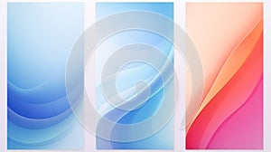 Set of three banners with abstract colorful wavy background. illustration. Generative AI