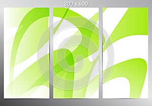 Set of three banners. Green abstract background. Vector illustration