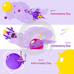 Set of three banners on the theme of the Astronomy Day.