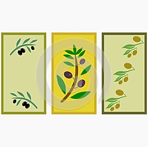 Set of three bookmarks with olive trees