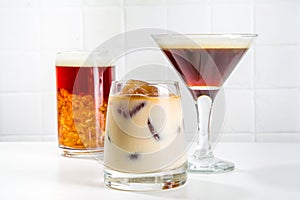 Various coffee cocktails and drinks