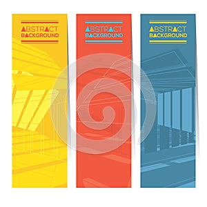 Set Of Three Colorful Abstract Vertical Banners.