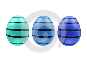 Set of three easter eggs isolated on white background for design