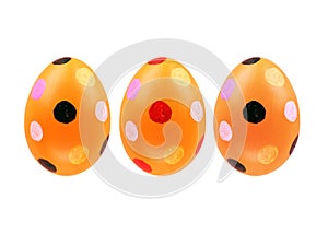 Set of three easter eggs isolated on white background for design