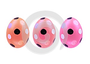 Set of three easter eggs isolated on white background for design