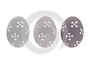 Set of three easter eggs isolated on white background for design