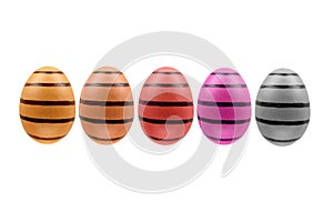 Set of three easter eggs isolated on white background for design