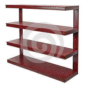 Set of three empty shelves with dark red texture photo
