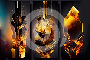 set of three fire abstraction banners. Generative AI