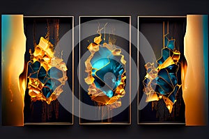 set of three fire abstraction banners. Generative AI