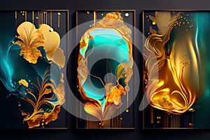 set of three fire abstraction banners. Generative AI