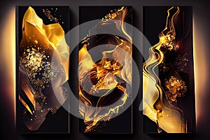 set of three fire abstraction banners. Generative AI