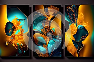 set of three fire abstraction banners. Generative AI