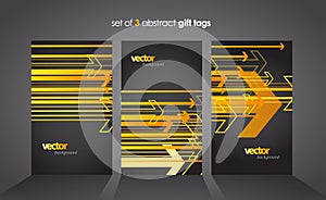 Set of three gift cards with orange arrows