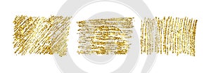 Set of three golden paint glittering backdrops