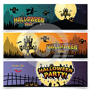 Set of three Halloween banners.