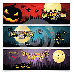 Set of three Halloween banners.