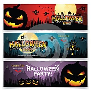 Set of three Halloween banners.