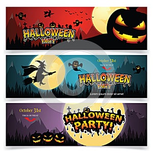 Set of three Halloween banners.