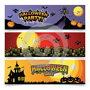 Set of three Halloween bannes.