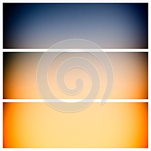Set of horizontal banners. Abstract blue and orange backgrounds