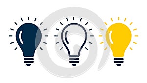 set of three light bulb represent effective business idea concept