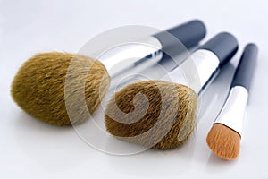 Set of three makeup brushes